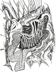 'Hide & Bone' Original sharpie drawing for painting by Dana Frostick