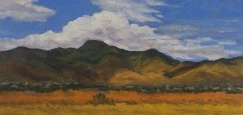 'Benito Juarez from Across the Road,' Oil on panel, 11 x 22 inches, by Judith Anderson
