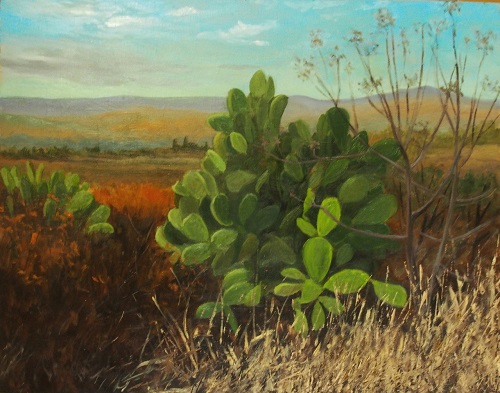 'Nopal Cactus,' Oil on panel, 18 x 24 inches, by Judith Anderson