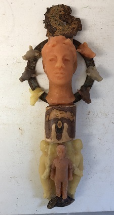 'Circe 3,' Encaustic and found objects, 9 x 3.5 x 2 inches, by Susanne K. Arnold