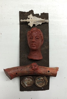 'Circe 4,' Encaustic and found objects, 7.5 x 4 x 2 inches, by Susanne K. Arnold