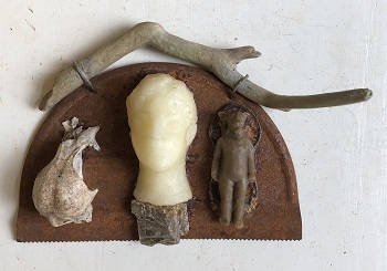 'Circe 8,' Encaustic and found objects, 5 x 7 x 3 inches, by Susanne K. Arnold
