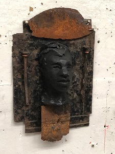 'Telemachus 3,' Encaustic and found objects, 7 x 4 x 2 inches, by Susanne K. Arnold