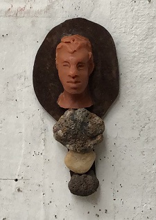 'Telemachus 4,' Encaustic and found objects, 7 x 3.5 x 2 inches, by Susanne K. Arnold
