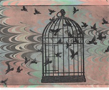 'Uncaged II,' Solar etching, Matted print (5 x 6 inches) in 8 x 10 mat, inches, by Kathleen Westkaemper