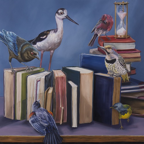'How Do We Start This Discussion' Oil on Panel, 30 x 30 inches, by Laurie Hoen