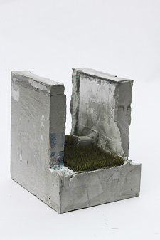 'High and Tight Box ' cast Rockite, 3 1/4 x 2 1/2 x 3 1/8 inches by Leslie Banta