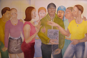 'SCHOOL LUNCH 9,' Oil on canvas,   40 x 60 inches, 2014, by Lisa DeLoria Weinblatt