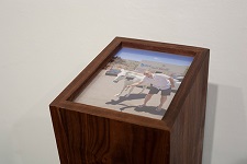'Oatman, AZ (jackass)' Archival pigment print, walnut plywood, plexi, 36 H x 8 W x 10 L inches, by Kim Llerena and Nancy Daly