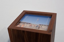 'Four Corners Monument, AZ-CO-NM-UT (tourists)' Archival pigment print, walnut plywood, plexi, 23.5 H x 8 W x 8 L inches, by Kim Llerena and Nancy Daly