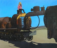 'Bolivia Series: Train Skeleton #1' oil on panel, 25x28 inches by Judith Anderson