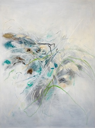 'Fault (framed)' 48 x 30 inches, Pigment, oil, acrylic on canvas by Vu Nguyen