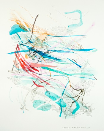 'Study of Meridian 1' 24 x 18 inches, Acrylic, watercolor, pencil on paper by Vu Nguyen