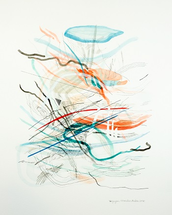 'Study of Meridian 2' 24 x 18 inches, Acrylic, watercolor, pencil on paper by Vu Nguyen