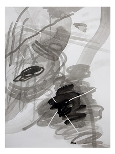 'Terra Series 5 of 6 (framed)' 24 x 18 inches, Ink, graphite, charcoal on paper  by Vu Nguyen