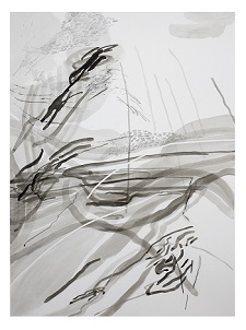 'Terra Series 6 of 6 (framed)' 24 x 18 inches, Ink, graphite, charcoal on paper  by Vu Nguyen
