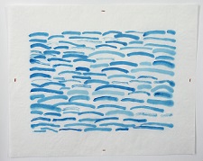 'Variations of Flow Series #2 (framed)' 16 x 20 inches, Watercolor, thread on rice paper  by Vu Nguyen