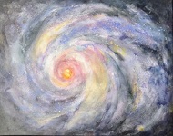 'Spiral Galaxy/M17,' by S. Nye-Moran, Watercolor on canvas, 17x22 inches