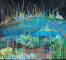 'The Night Pond,' Acrylic by Lisa Lezell Levine