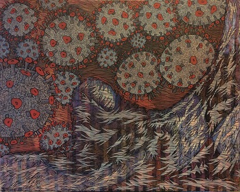 'Wildfires' 48x60 inches, sharpie and acrylic on canvas, by Dana Frostick