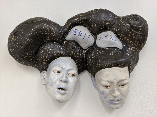 'People Talk' Ceramic, enamel paint, and nail polish by Cindy Leung