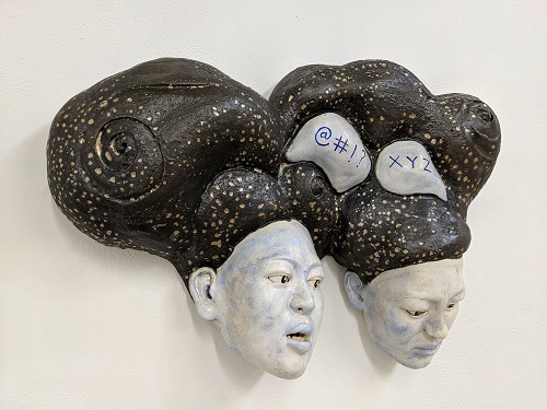 'People Talk' Ceramic, enamel paint, and nail polish by Cindy Leung