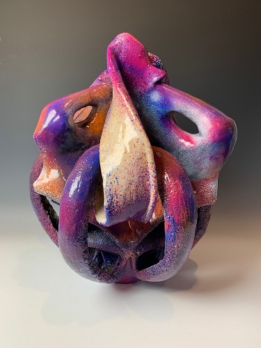 'Umbral Twistings' Ceramic, glaze, and paint by Hailey Stammer