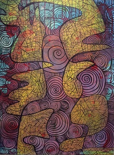 'Duality Paradox,' sharpie & acrylic on canvas, by Dana Frostick