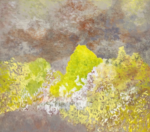'Abundance is Green,' 2019, Oil and wax on canvas, inches, 42.2 x 48.2 x 1.4 inches, by Elaine Rogers