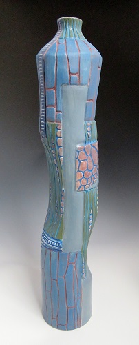 'Xylem VII,' porcelain with underglaze, glaze and sand by Anna V. Freeman