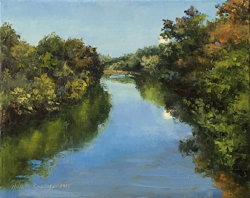 'Moon over the Maury River' Oil on Canvas, by Linda Hollett-Bazouzi