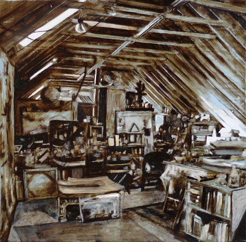 'Amie Oliver's Studio' Tar on Enamel, by Matt Lively